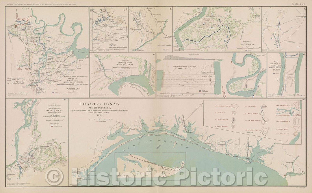Historic Map : Campaign against Sterling Price, 1864.  Maj. Gen. S. R. Curtis, commanding., 1865 , Vintage Wall Art