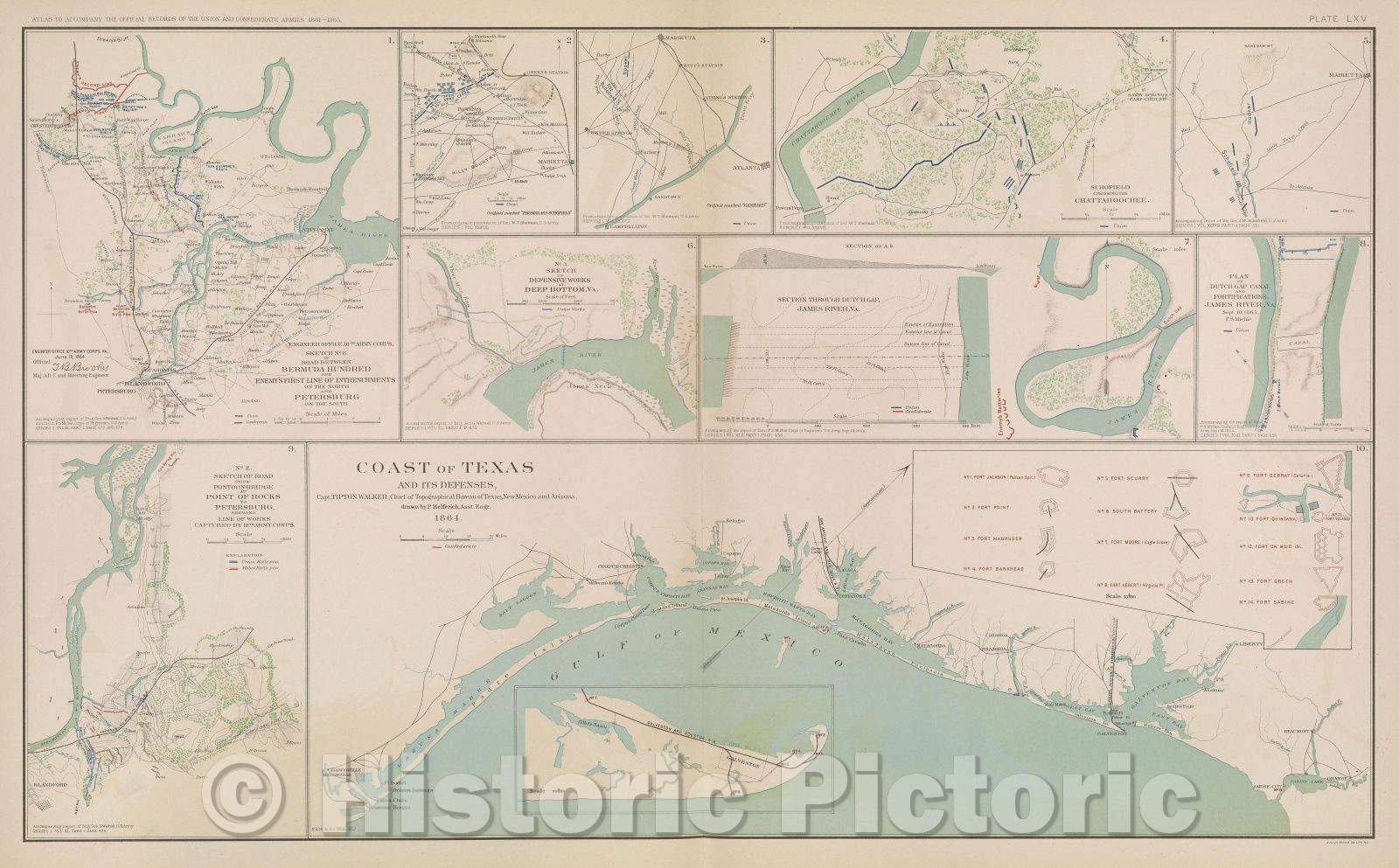 Historic Map : Campaign against Sterling Price, 1864.  Maj. Gen. S. R. Curtis, commanding., 1865 , Vintage Wall Art