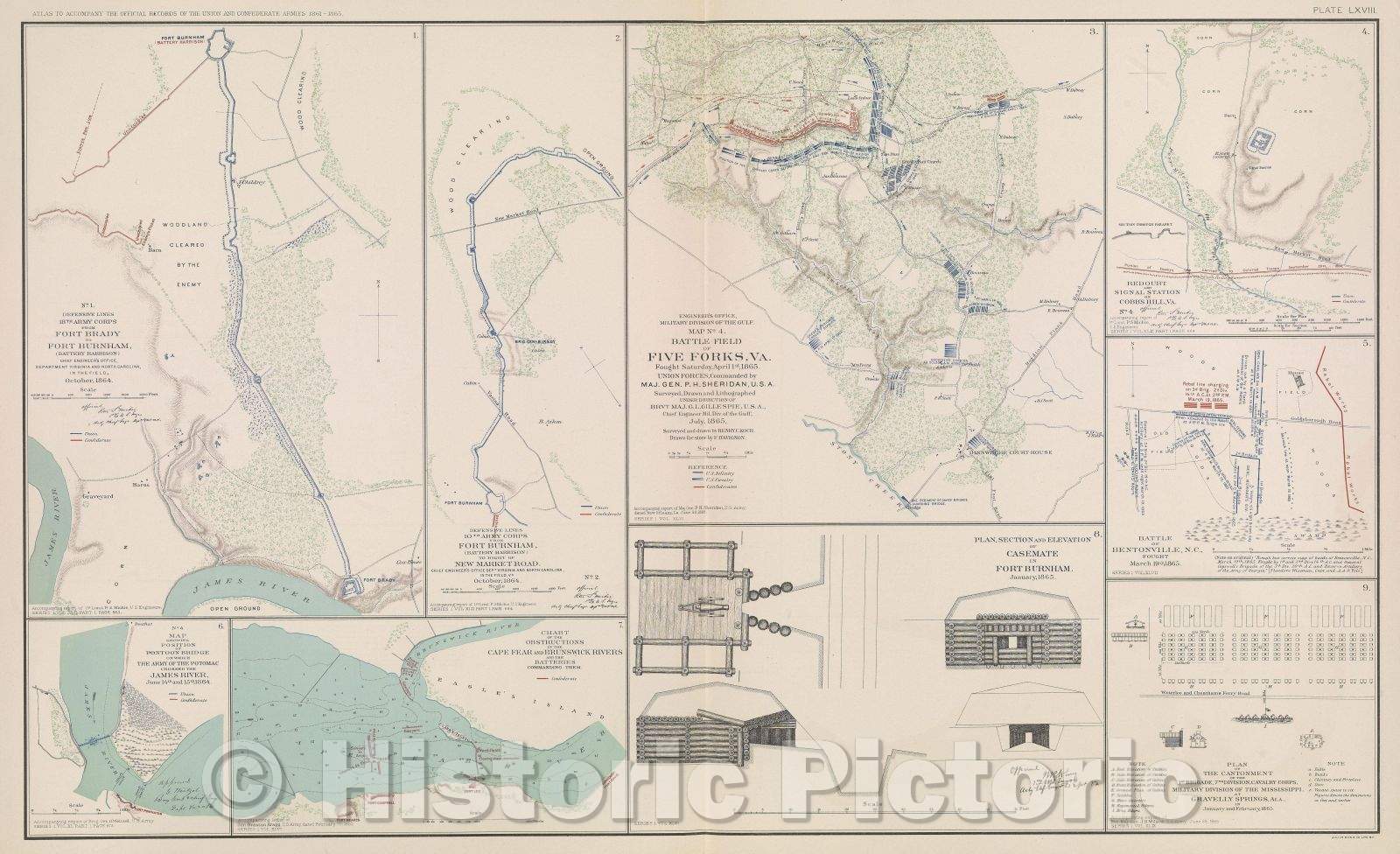 Historic Map : Engineer Office Military Division of the Gulf, Map No. 5.  Upper Potomac from McCoy's Ferry to Conrad's Ferry and adjacent portions of Maryland, 1866 , Vintage Wall Art