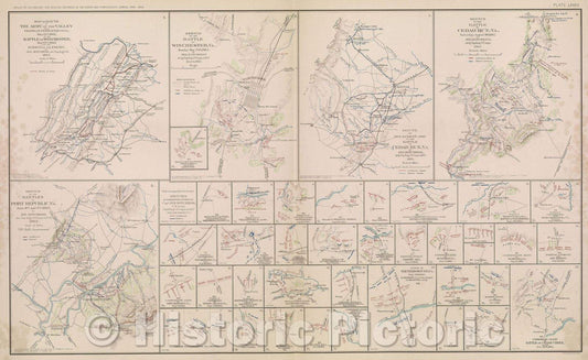 Historic Map : Map of route of the Army of the Valley from Franklin, Pendleton CO., VA., May 15th, 1862, to the Battle of Winchester, May 25th, 1862, 1864 , Vintage Wall Art