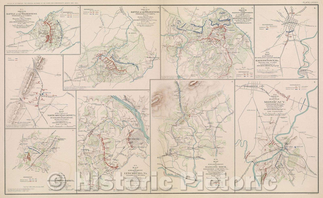 Historic Map : No. 2. Sketch of the Battle of the Wilderness. Positions of 2d Corps, A. N. VA., Thursday, May 5th, 1864. To accompany report of Jed. Hotchkiss, 1865 , Vintage Wall Art