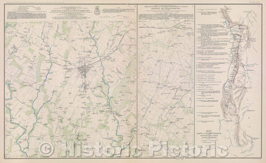 Historic Map : Map of the Battle-Field of Gettysburg., c. 1869 , Vintage Wall Art