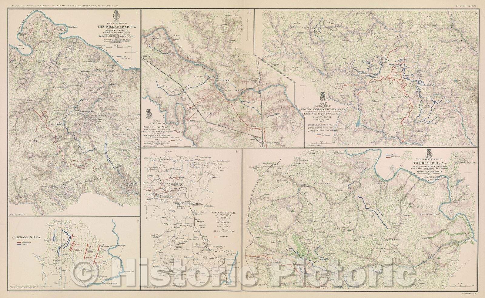 Historic Map : Map of the Battle-Field of The Wilderness, VA., 1867 , Vintage Wall Art