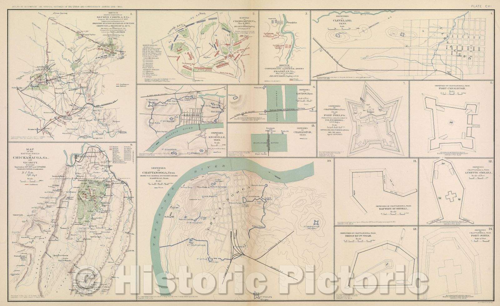 Historic Map : Sketch showing positions of Second Corps, A. N. VA., August 26th to September 2, 1862. Embracing engagements at Bristoe Station, Manassas Junction, 1865 , Vintage Wall Art