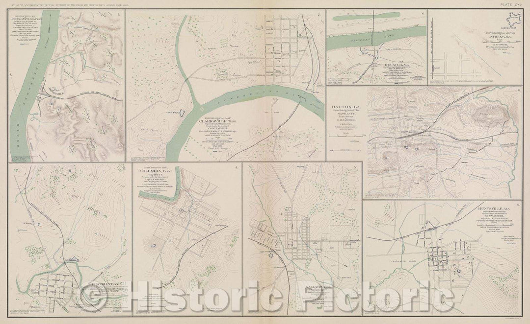 Historic Map : Topographical map of Johnsonville, Tenn., 1865 , Vintage Wall Art