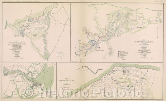 Historic Map : Map illustrating the Battle of Averasborough, N. C. fought March 16th, 1865, between the divisions of genls. Ward and Jackson of the 20th Army Corps, 1865 , Vintage Wall Art