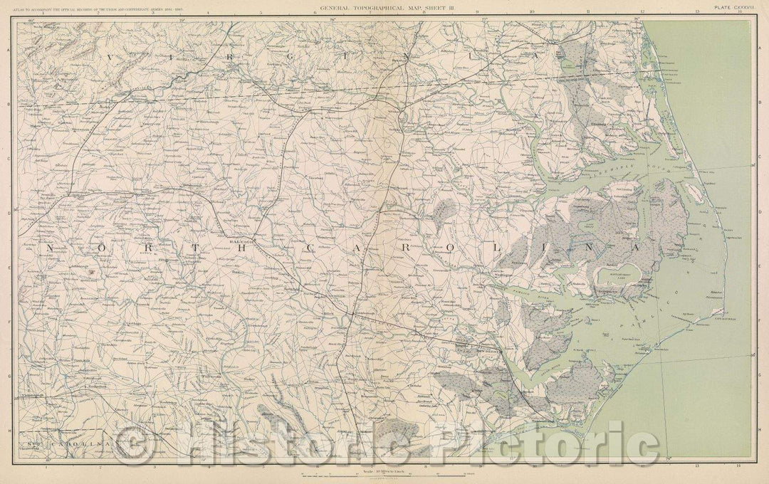 Historic Map : General Topographical Map.  Sheet III., 1891 , Vintage Wall Art