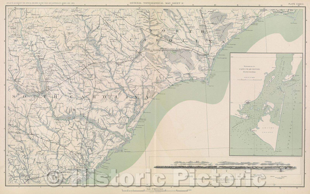 Historic Map : General Topographical Map.  Sheet IV., 1891 , Vintage Wall Art
