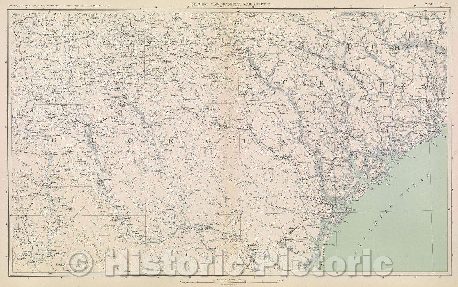 Historic Map : General Topographical Map.  Sheet IX., 1891 , Vintage Wall Art