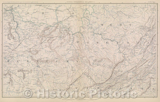 Historic Map : General Topographical Map.  Sheet VI., 1891 , Vintage Wall Art