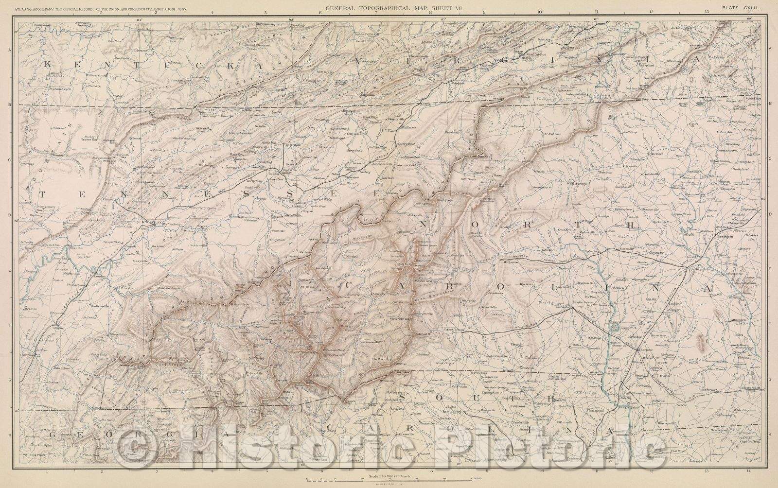 Historic Map : General Topographical Map.  Sheet VII., 1891 , Vintage Wall Art