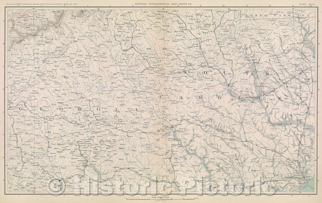 Historic Map : General Topographical Map.  Sheet VIII., 1891 , Vintage Wall Art