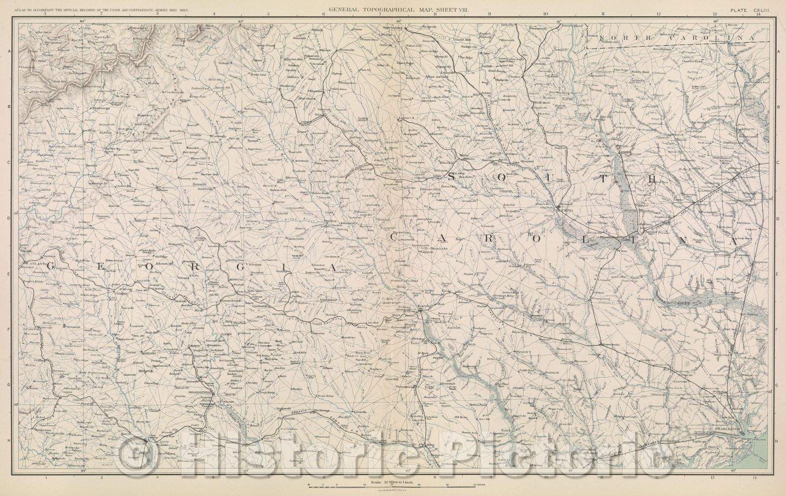 Historic Map : General Topographical Map.  Sheet VIII., 1891 , Vintage Wall Art