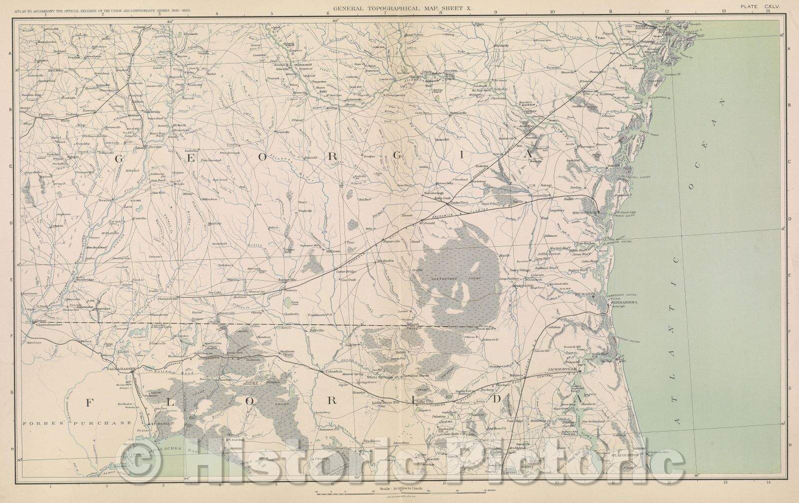 Historic Map : General Topographical Map.  Sheet X., 1891 , Vintage Wall Art