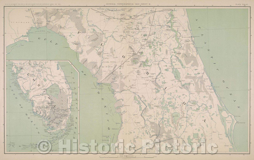 Historic Map : General Topographical Map.  Sheet XI., 1891 , Vintage Wall Art