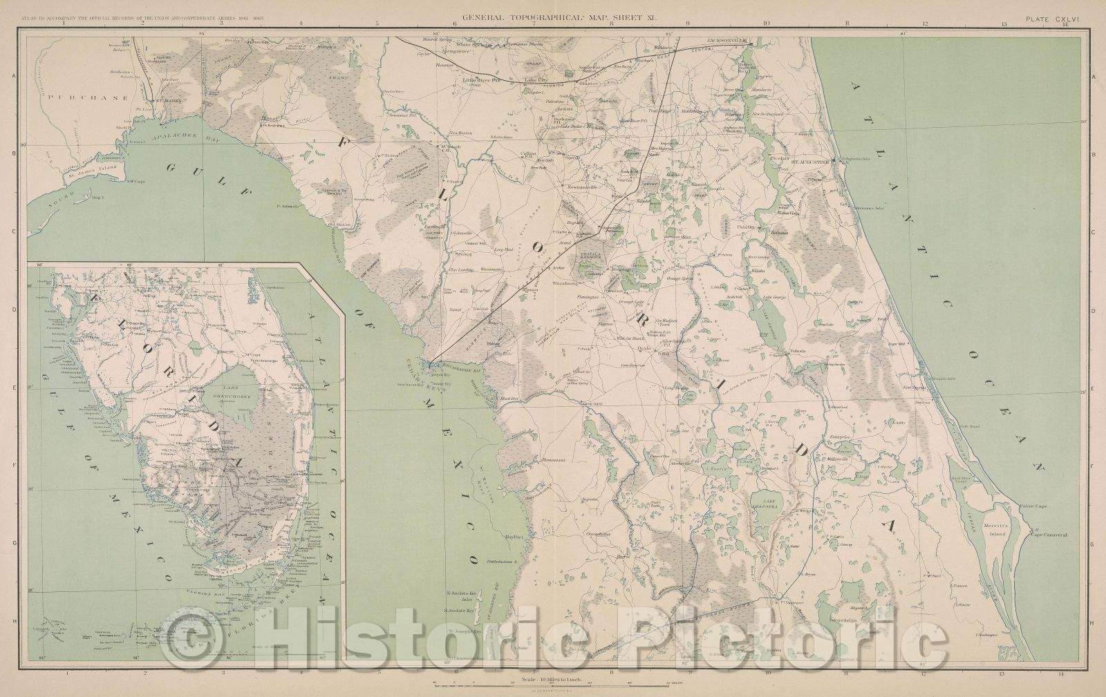 Historic Map : General Topographical Map.  Sheet XI., 1891 , Vintage Wall Art