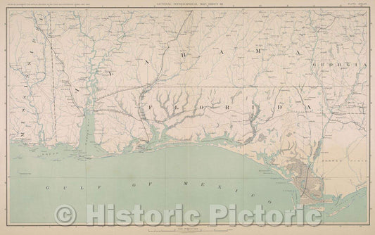 Historic Map : General Topographical Map.  Sheet XII., 1891 , Vintage Wall Art