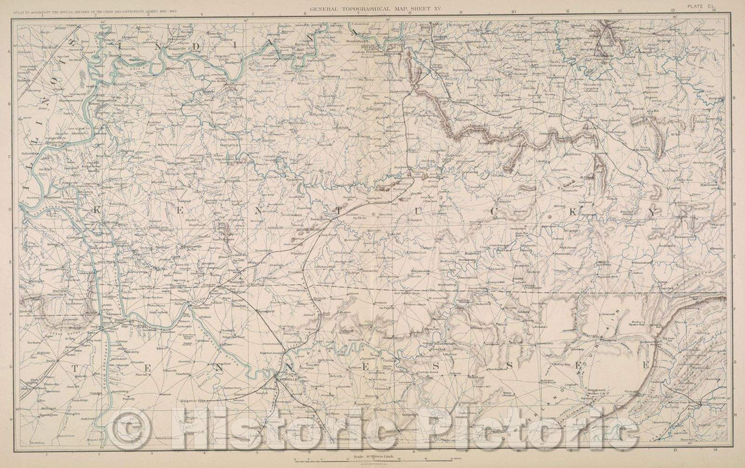 Historic Map : General Topographical Map.  Sheet XV., 1891 , Vintage Wall Art