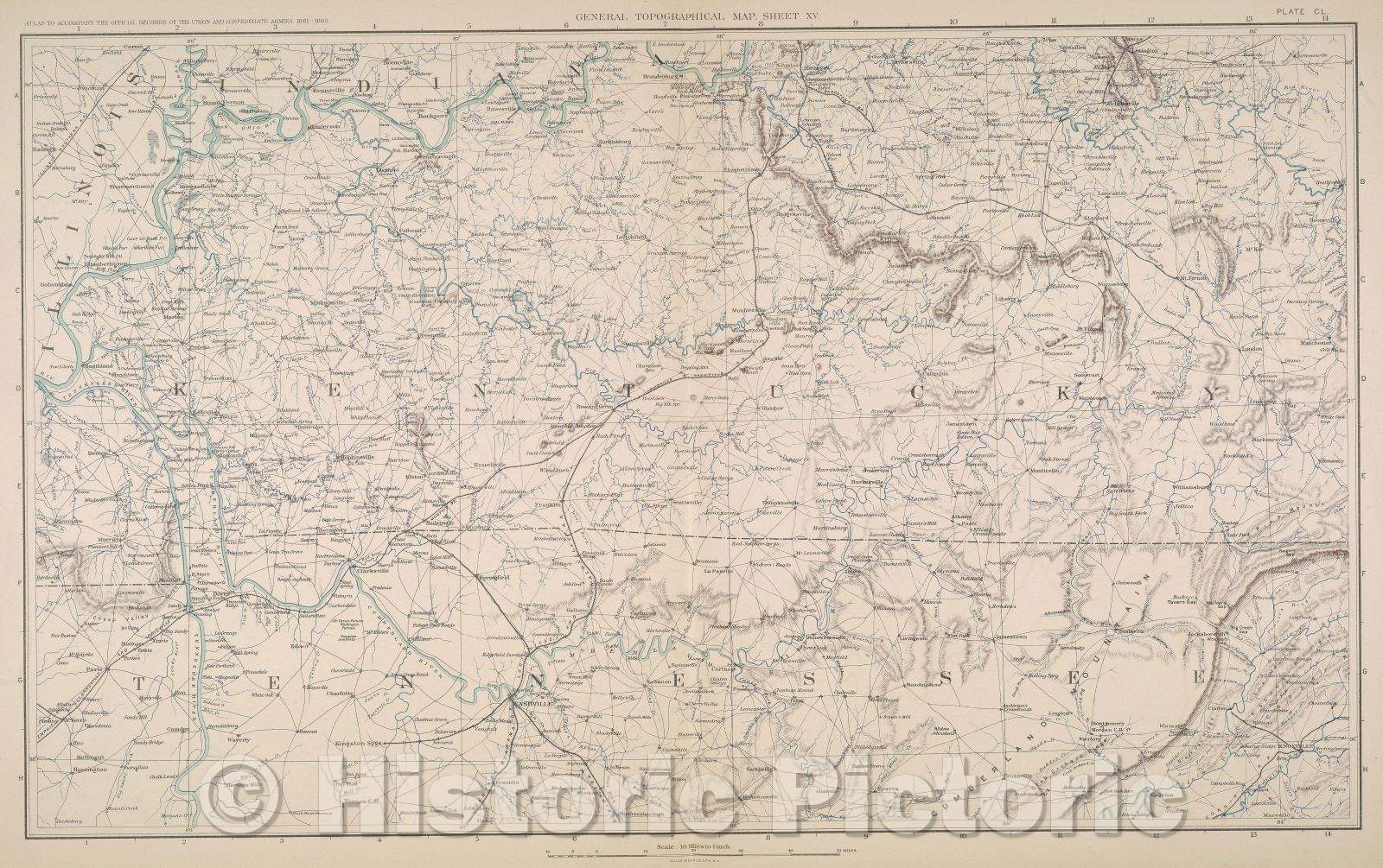 Historic Map : General Topographical Map.  Sheet XV., 1891 , Vintage Wall Art