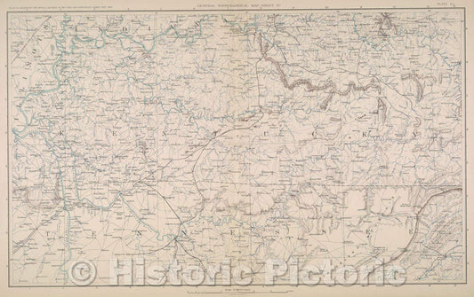 Historic Map : General Topographical Map.  Sheet XV., 1891 , Vintage Wall Art