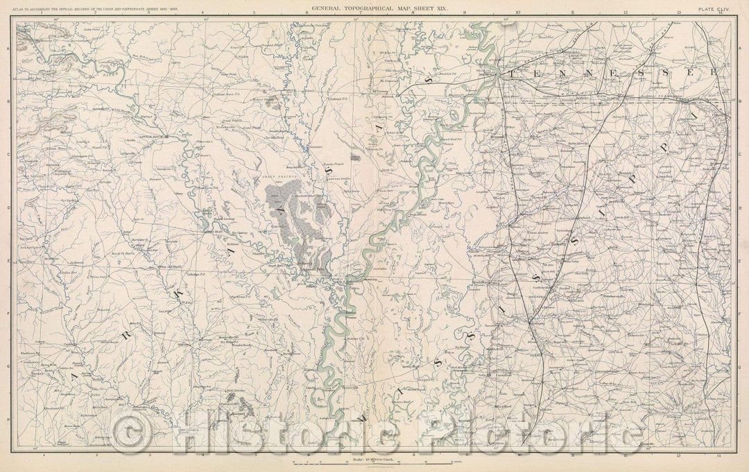 Historic Map : General Topographical Map.  Sheet XIX., 1891 , Vintage Wall Art