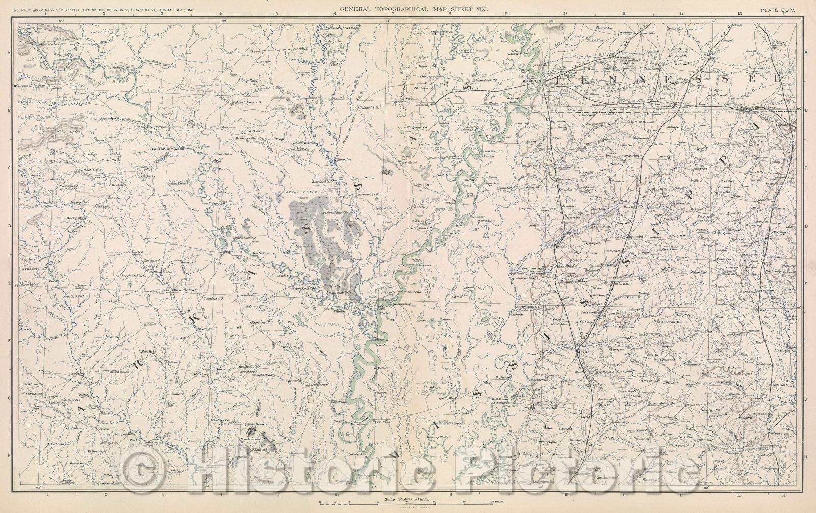 Historic Map : General Topographical Map.  Sheet XIX., 1891 , Vintage Wall Art