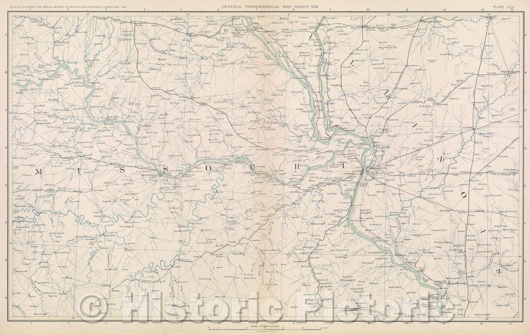 Historic Map : General Topographical Map.  Sheet XVII., 1891 , Vintage Wall Art