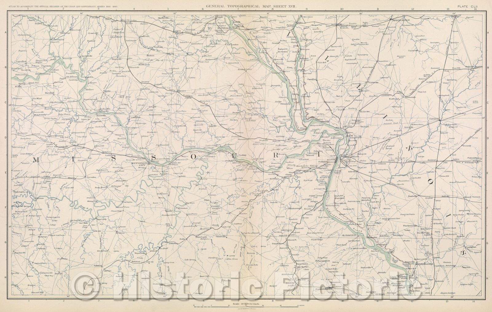 Historic Map : General Topographical Map.  Sheet XVII., 1891 , Vintage Wall Art