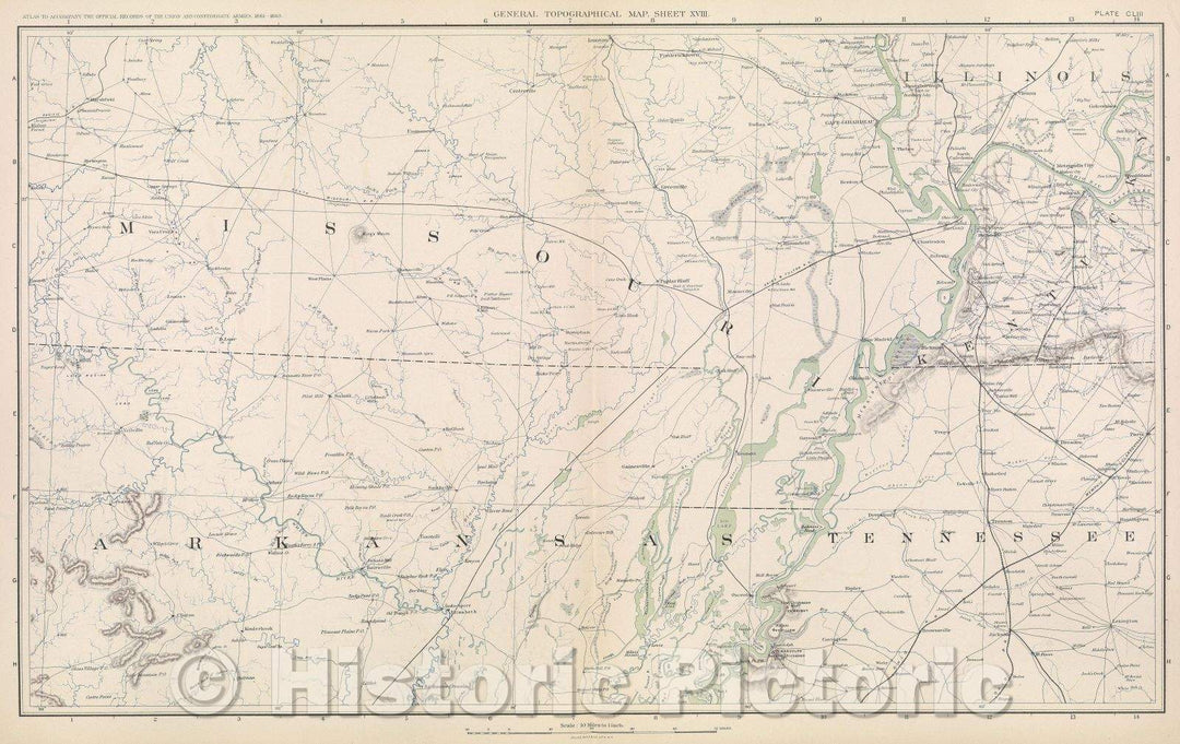 Historic Map : General Topographical Map.  Sheet XVIII., 1891 , Vintage Wall Art