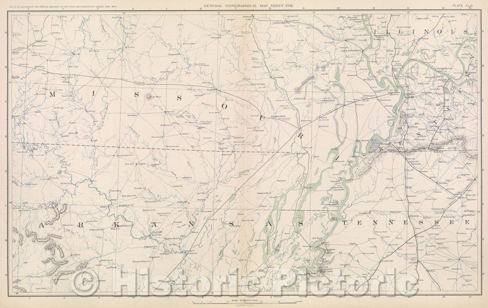Historic Map : General Topographical Map.  Sheet XVIII., 1891 , Vintage Wall Art