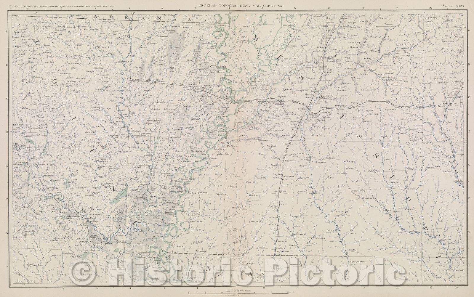 Historic Map : General Topographical Map.  Sheet XX., 1891 , Vintage Wall Art