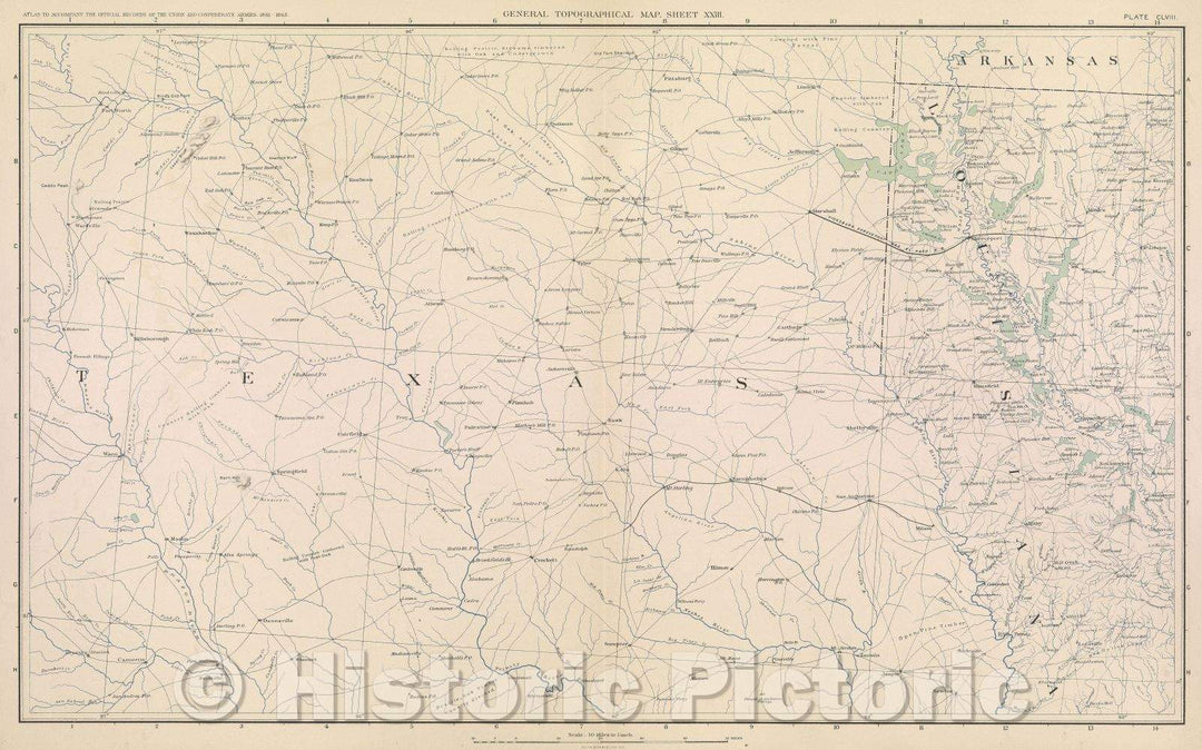 Historic Map : General Topographical Map.  Sheet XXIII., 1891 , Vintage Wall Art