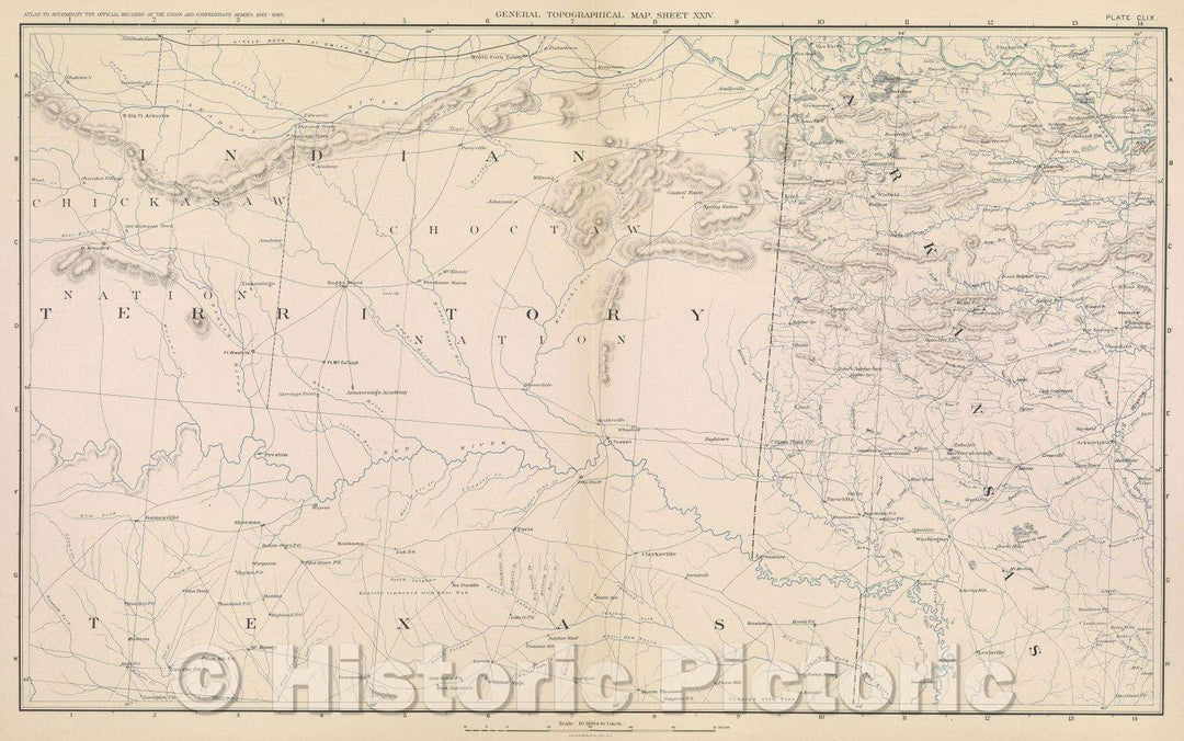 Historic Map : General Topographical Map.  Sheet XXIV., 1891 , Vintage Wall Art