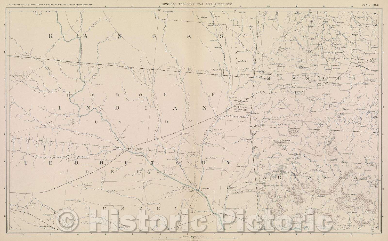 Historic Map : General Topographical Map.  Sheet XXV., 1891 , Vintage Wall Art