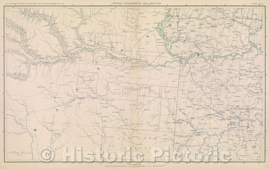 Historic Map : General Topographical Map.  Sheet XXVI., 1891 , Vintage Wall Art