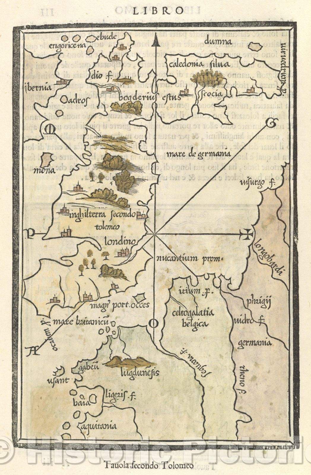 Historic Map : Tavola secondo Tolomeo, 1528 , Vintage Wall Art