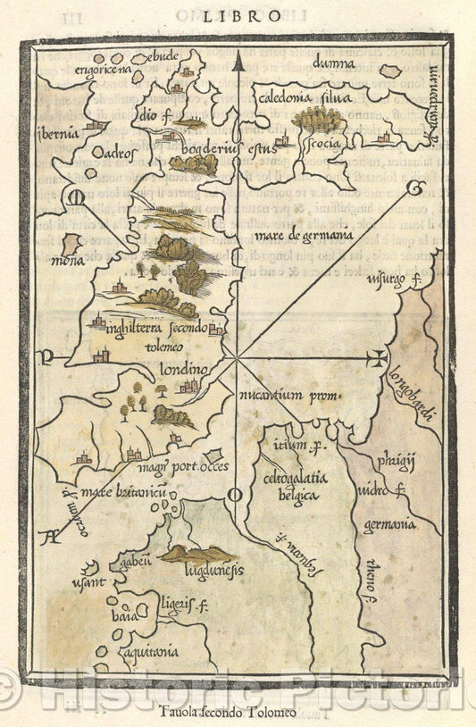Historic Map : Tavola secondo Tolomeo, 1528 , Vintage Wall Art