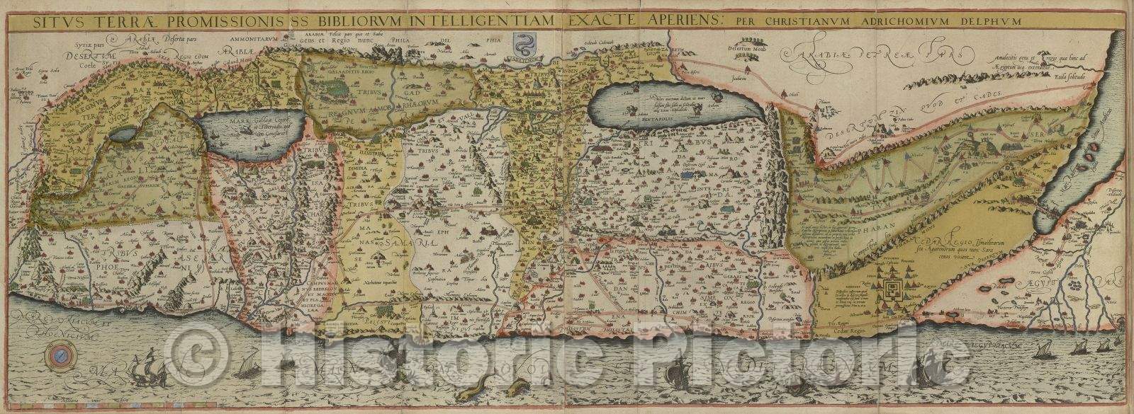 Historic Map : Situs terrae promissionis ss Bibliorum intelligentiam exacte aperiens: per Christianum Adrichomium Delphum, 1600 , Vintage Wall Art