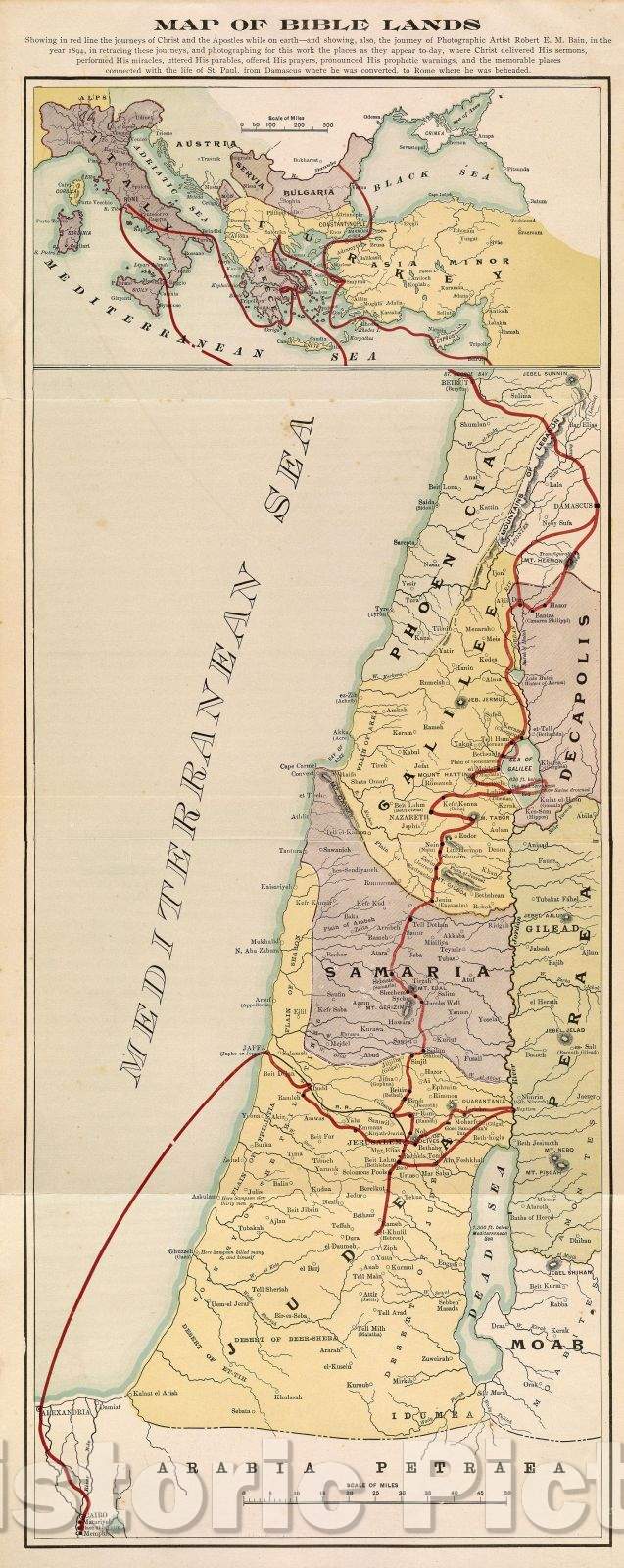 Historic Map : Map of Bible Lands, c. 1894 , Vintage Wall Art