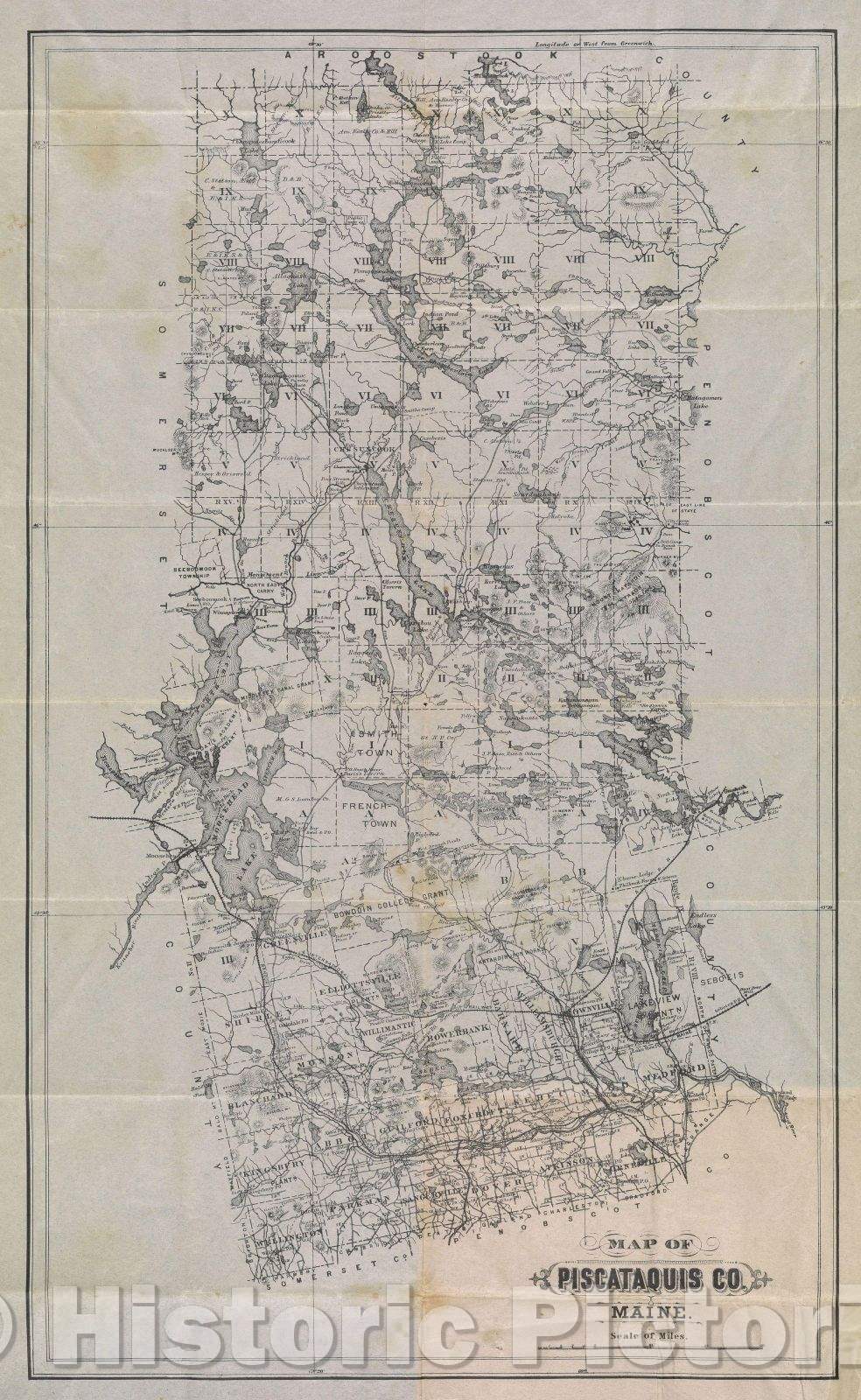Historic Map : Map of Piscataquis Co. Maine, 1895 , Vintage Wall Art