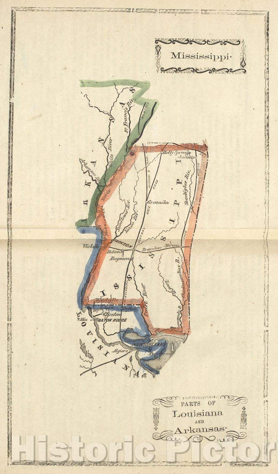Historic Map : Mississippi., 1864 , Vintage Wall Art