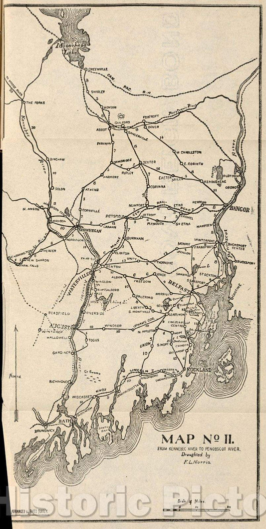 Historic Map : Map No II.  From Kennebec River to Penobscot River., 1900 , Vintage Wall Art