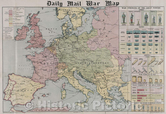 Historic Map : Daily Mail War Map, 1918 , Vintage Wall Art