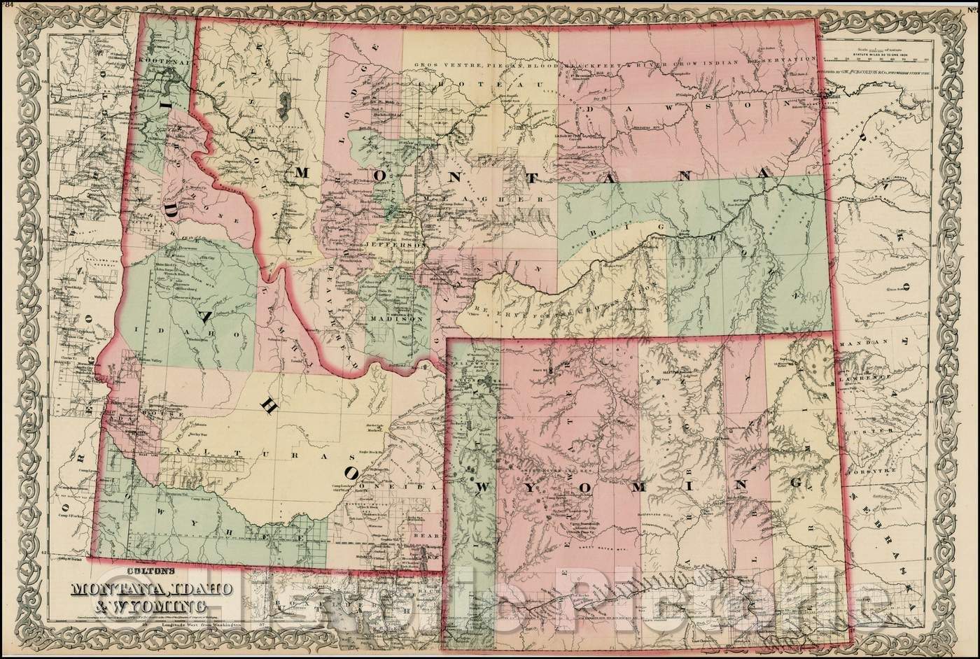 Historic Map - Colton's Montana, Idaho & Wyoming, 1876, G.W. & C.B. Colton v1