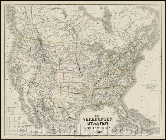 Historic Map - Die Vereinigten Staaten von Nord America nebst Canada, 1867, Heinrich Kiepert v1