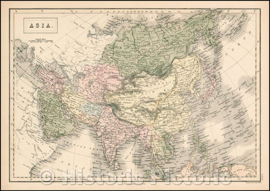 Historic Map - Asia, 1854, Adam & Charles Black - Vintage Wall Art
