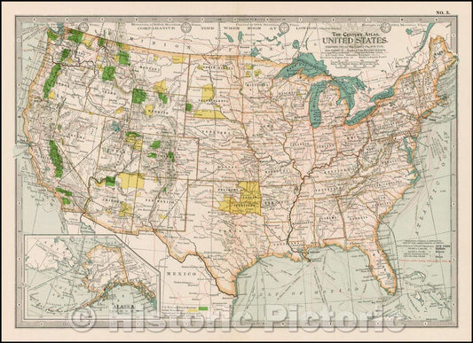 Historic Map - United States, 1897, The Century Company - Vintage Wall Art