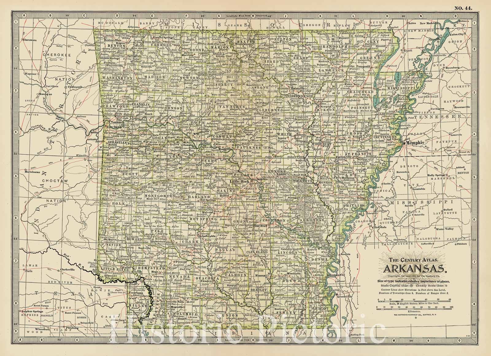 Arkansas Regional Map 1897 Historical Map Print
