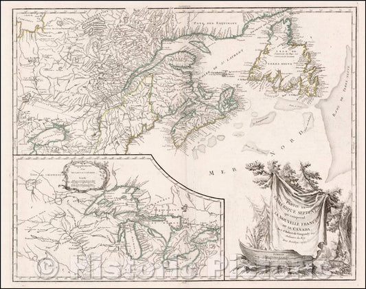 Historic Map - Partie De L'Amerique Septent? Qui comprend La Nouvelle France ou Le Canada, 1755, Didier Robert de Vaugondy v1