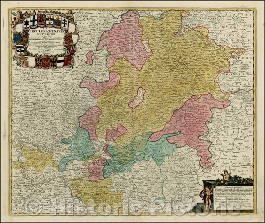 Historic Map - S.R.I. Circulus Rhenanus Superior in quo sunt Landgraviatus Hasson Casselensis, Darmstadiensis et Rhenofeldensis Abbatia Fuldensis, 1720 v1